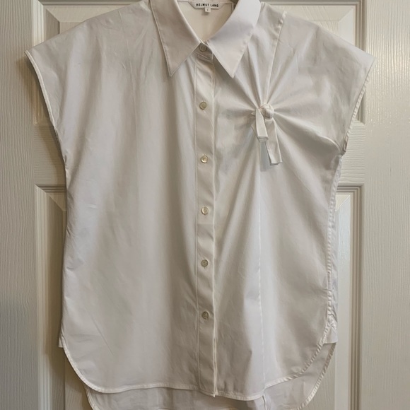 Helmut Lang Tops - Helmut Lang twist front capped sleeve white blouse Helmut Lang Tops - Helmut Lang twist front capped sleeve white blouse
